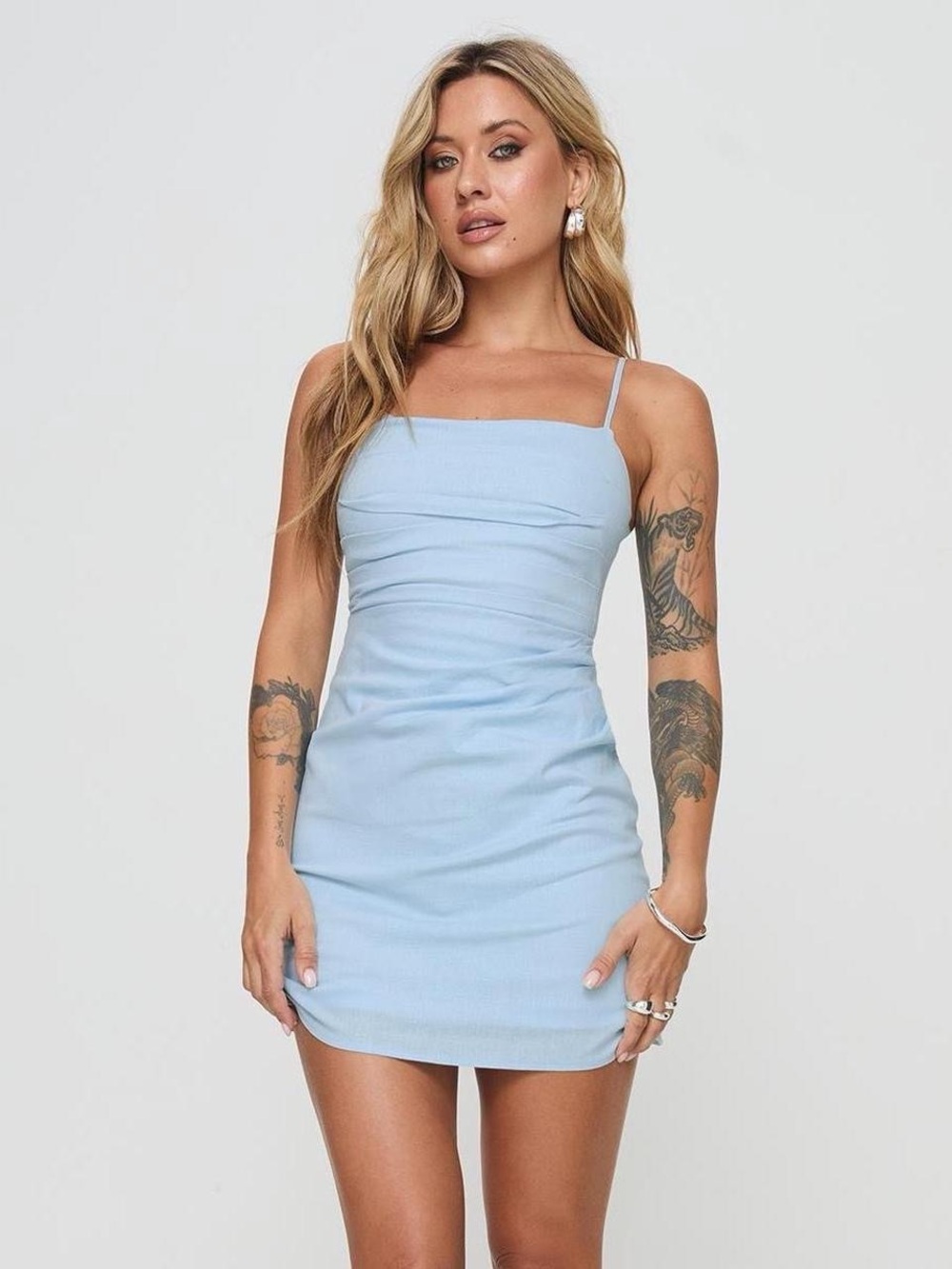 Princess Polly Powder Blue Square Neck Mini Dress